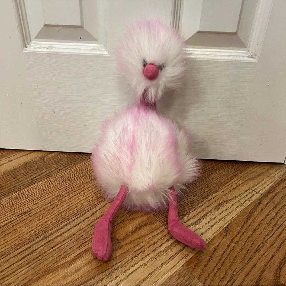 Jellycat Raspberry Ripple Pom Pom Ostrich Emu Plush Pink Bird 10-13β Fluffy Rare